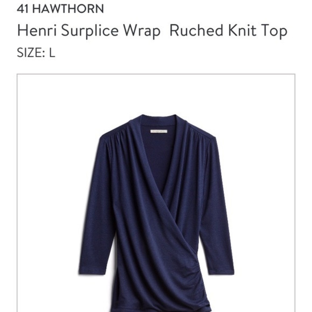Stitch Fix 41 Hawthorn Henri Ruched Navy Top Sz Sm